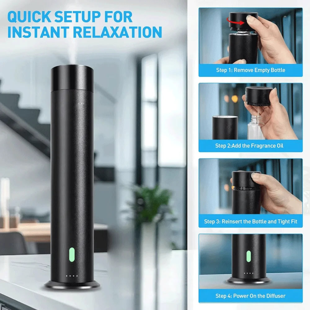 Coverage 1000 Sq.ft  Fragrance Diffuser 120ML Aroma Diffuser Smart Timing Remote Waterless Essential Oil Diffuser Large Room