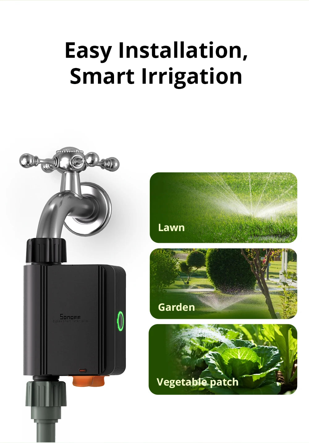 1-2PCS SONOFF SWV-BSP Zigbee3.0 Smart Water Valve IP55 Automatic Irrigation System Suitable for the UK, Europe or Most Countries