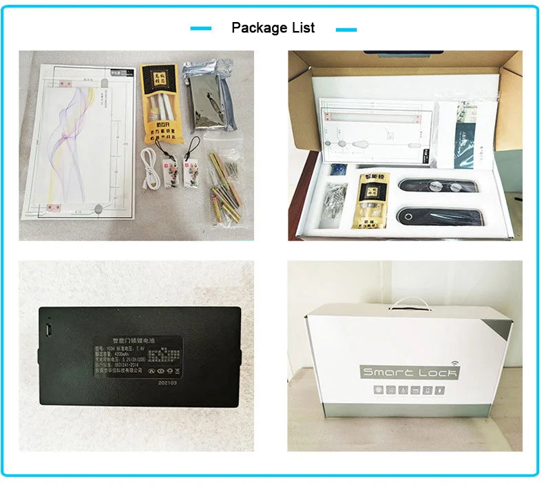 WiFi Tuya APP English/Russian/Spanish/Portuguese Voice Digital 3D Face Recognition Fingerprint Smart Door Lock