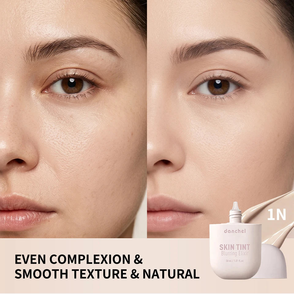 Tidesmit Skin Tint Blurring Elixir Foundation shade swatch showing long lasting hydrating pore coverage