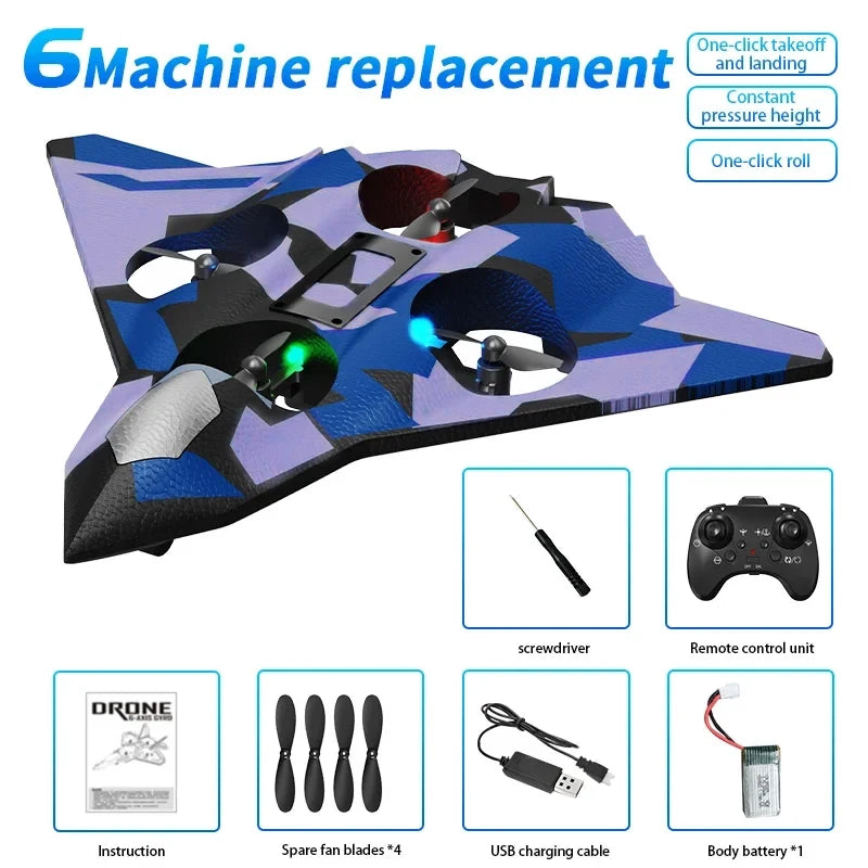 RC Foam Fighter Jet 6CH Stunt Drone - Durable EPP Foam - Tidesmit Blue Tidesmit
