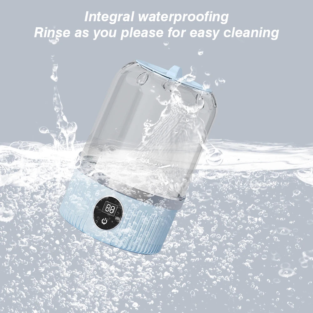 Tidesmit cordless mini underwear washer showing laundry cup design for convenient travel and dorm room use