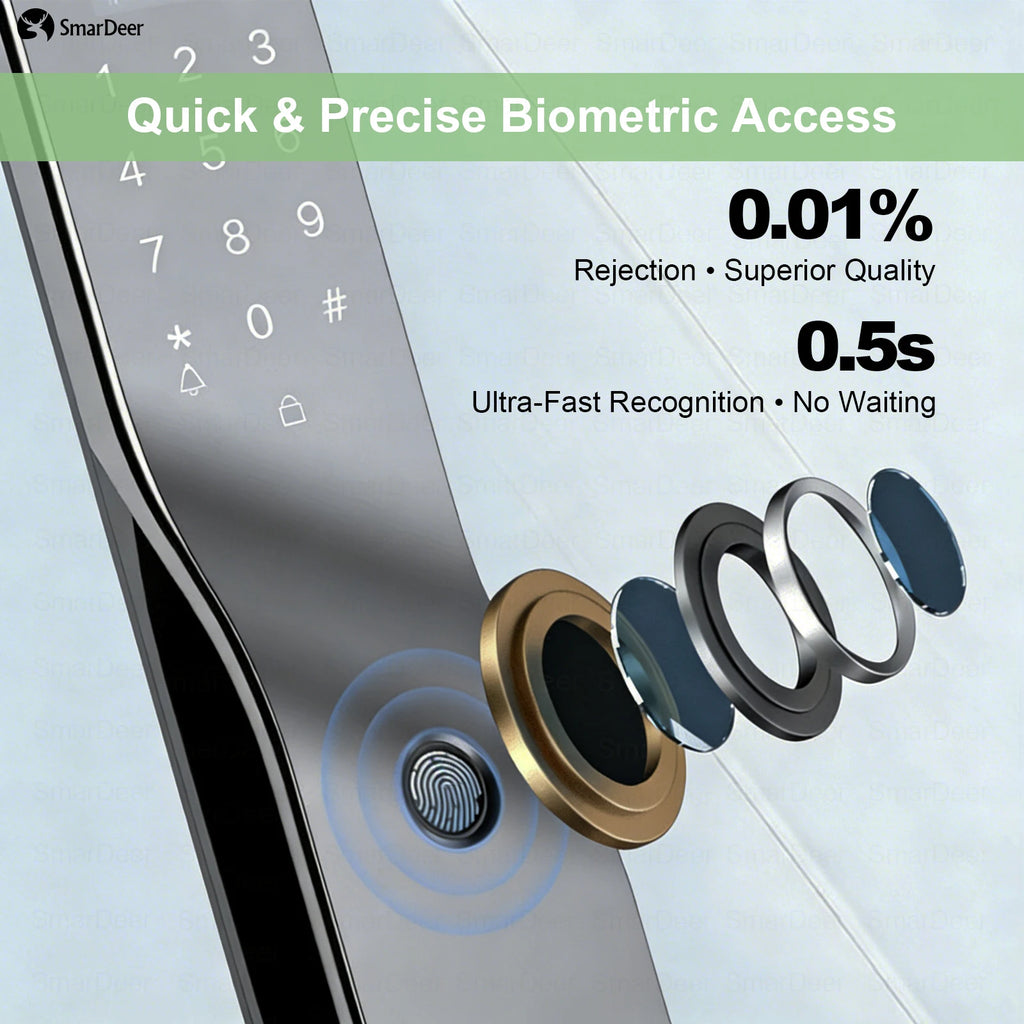 3D Facial Recognition Smart Door Lock with Video Doorbell Camera, Tuya WiFi Fingerprint Password Keyless Security Lock