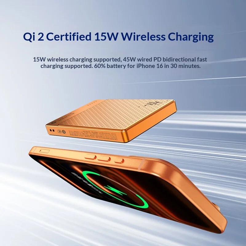 Tidesmit 10000mAh Magnetic Power Bank - 45W Fast Wireless Charger Orange Tidesmit