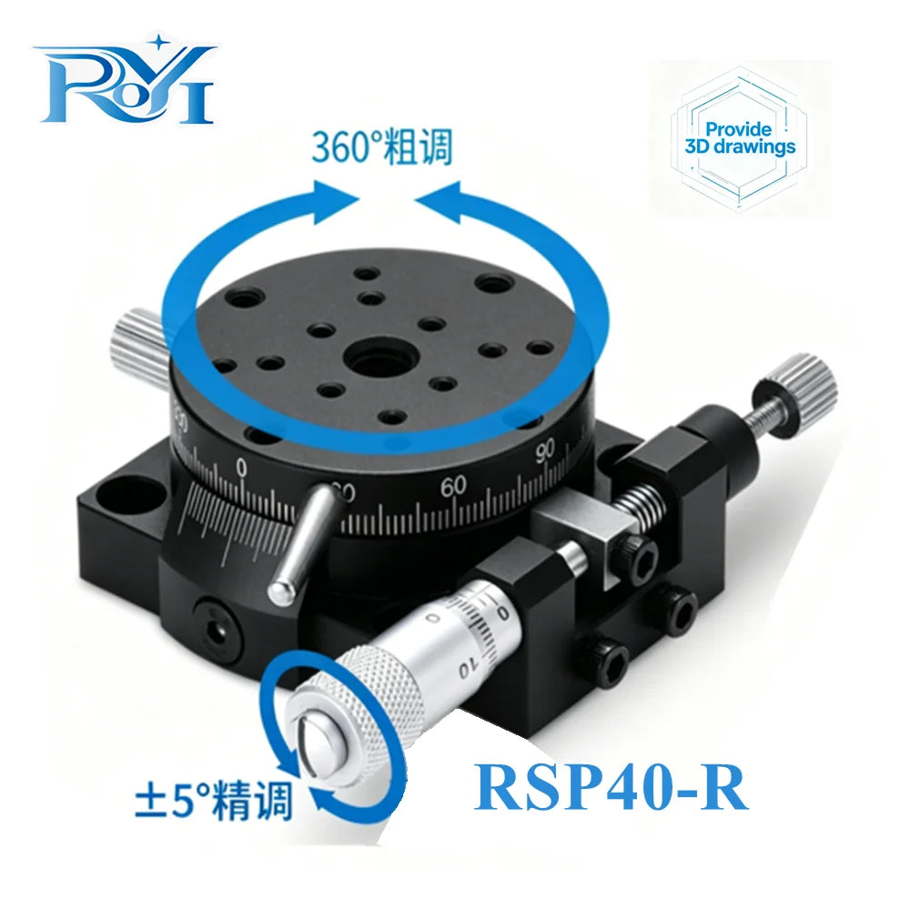 R Axis 40mm RSP40-L RSP40-R 360 Degree High Precision Manual Optical Rotary Platform Angle Adjustment Platform Micrometer Slide