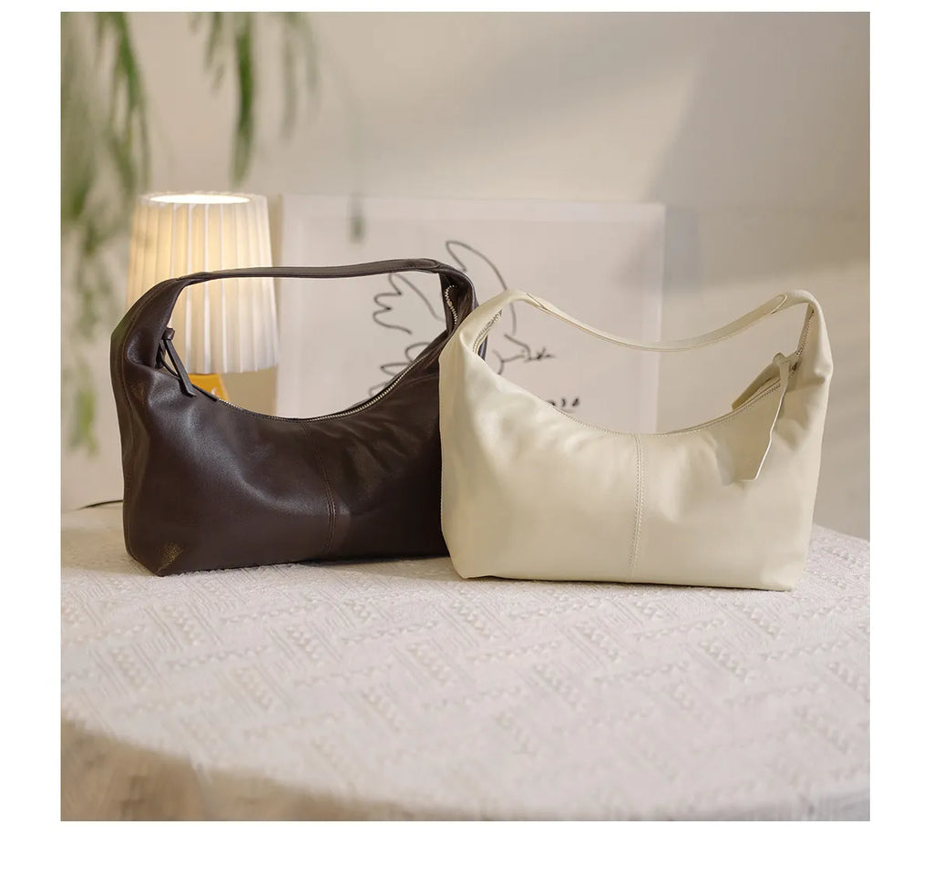casual designer high quality soft vegetable tanned cowhide ladies shoulder bag fashion genuine leather women underarm bag
