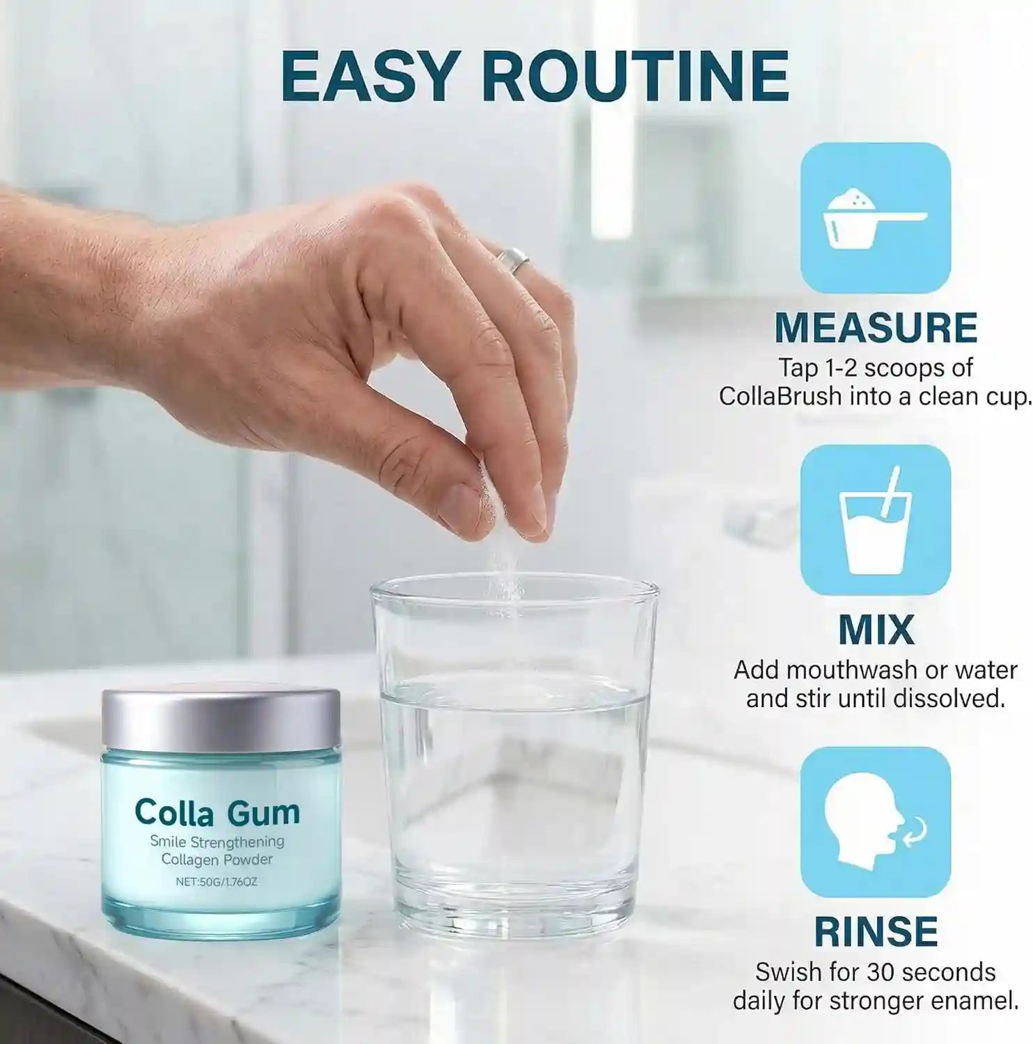 Tidesmit collagen and hydroxyapatite tooth powder for gentle teeth whitening, plaque removal, and gum care.