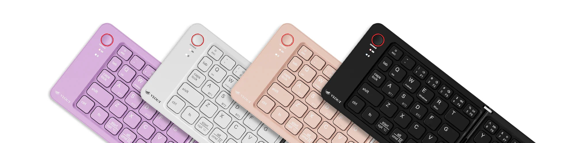 E4 Wireless Folding Keyboard Black White Pink Purple Four Colors Optional Compact Wireless Keyboard for Mobile Devices