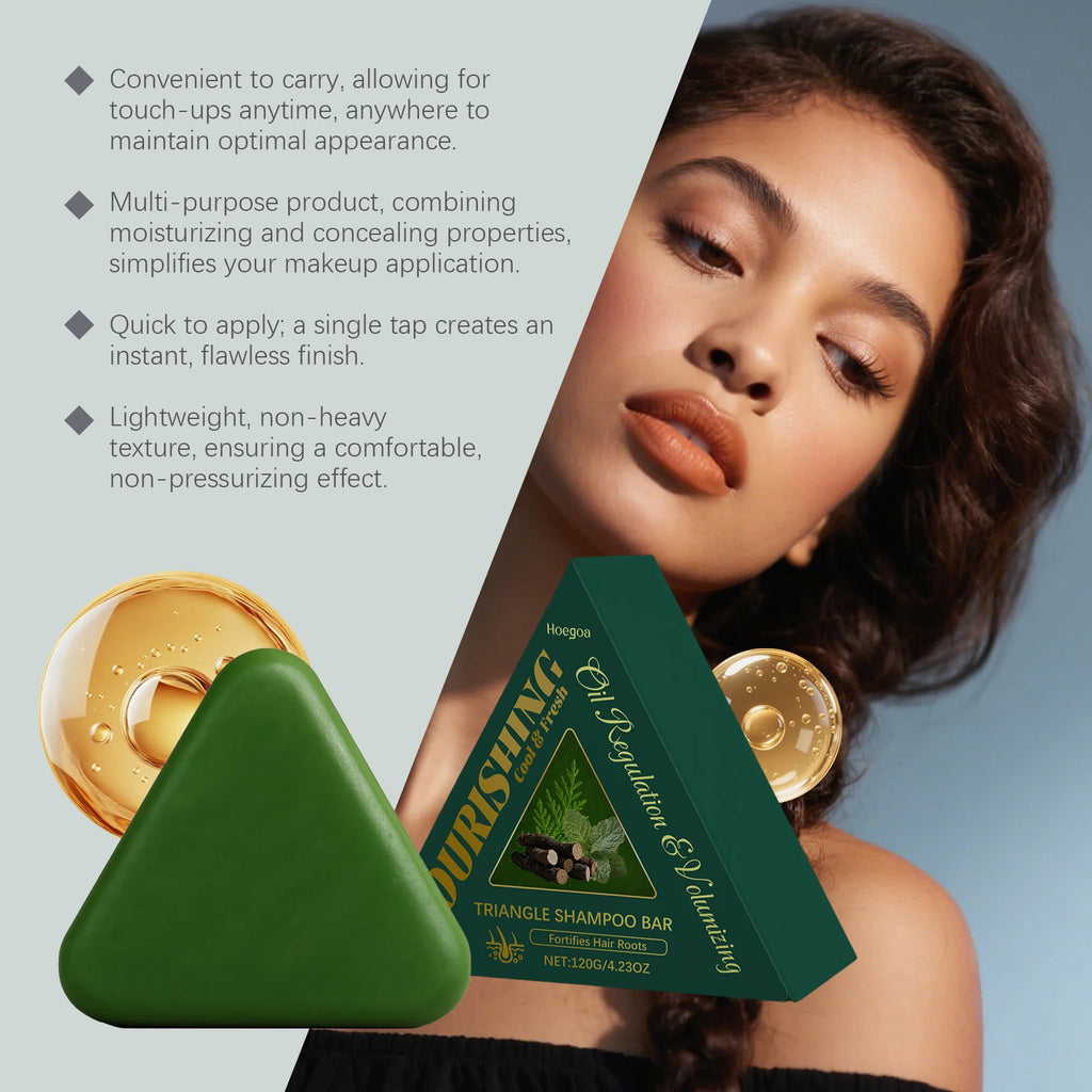 HOEGOA Triangle Herbal Nourishing Shampoo Bar Clean Scalp Reduce Loss Strengthen Hair Control Water-oil Balance Repair Damaged