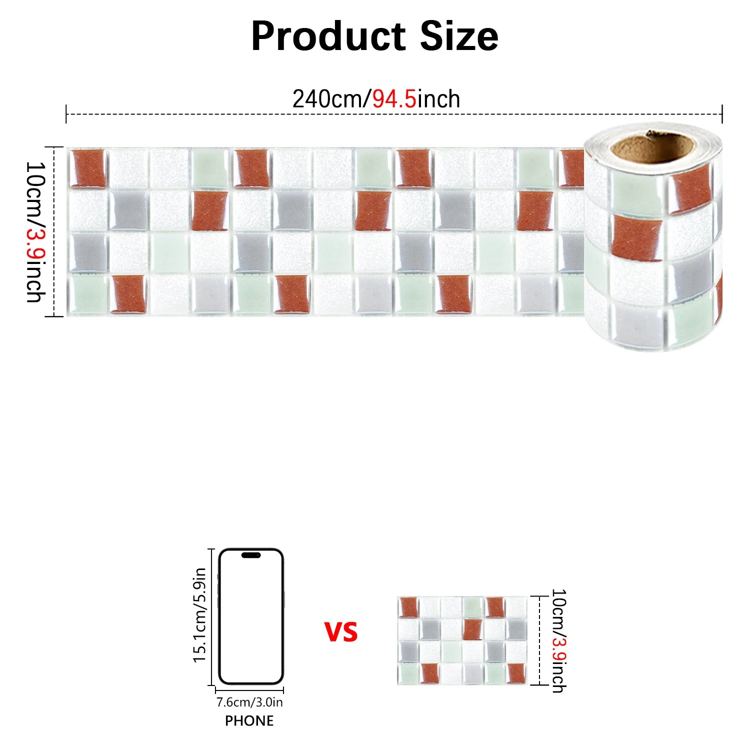 26 Styles 2D Mosaic Tiles Wall Sticker Waist Line Skirting Strip Peel & Stick Bathroom Kitchen Backsplash Home Decor Wall Decals