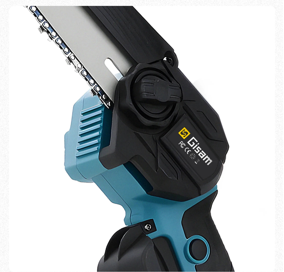 Gisam 8 Inch Brushless Electric Chainsaw Cordless Portable Electric Saw Woodworking Power Tool For makita 18v battery pins