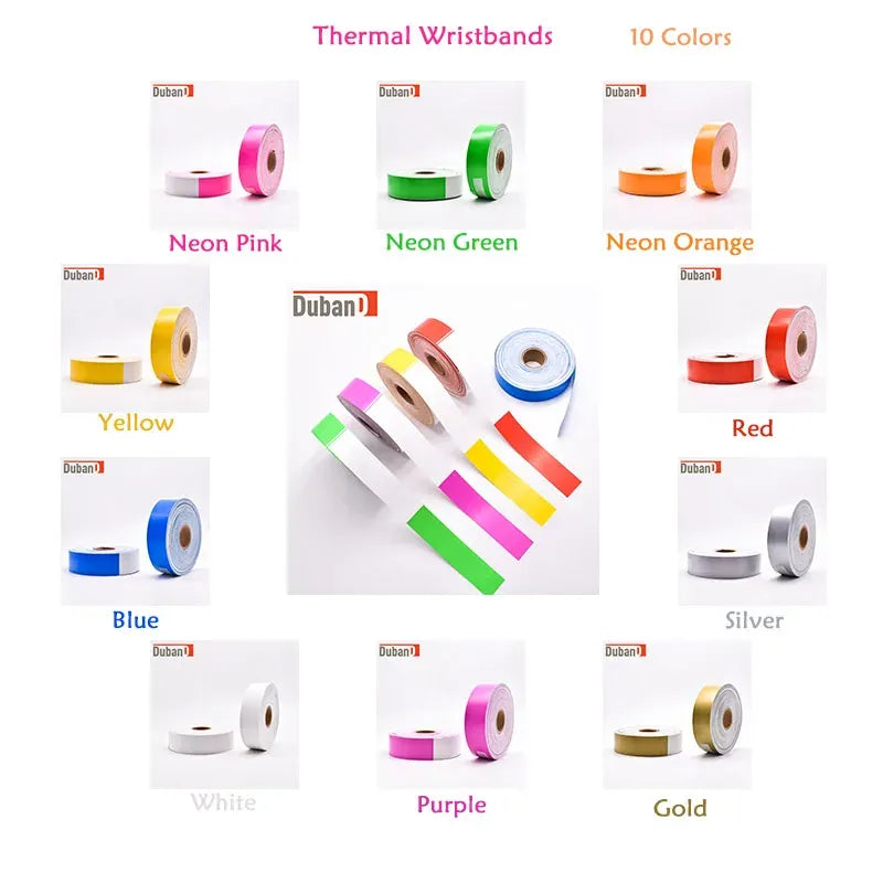 200pcs Roll Free Print Self-Adhesive Barcode Wristband Thermal Sensitive Disposable Wristband QR Code Bracelet
