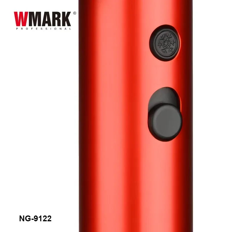 WMARK NG-9122 professional hair dryer handle in red with cooling and power control buttons for salon and home use.