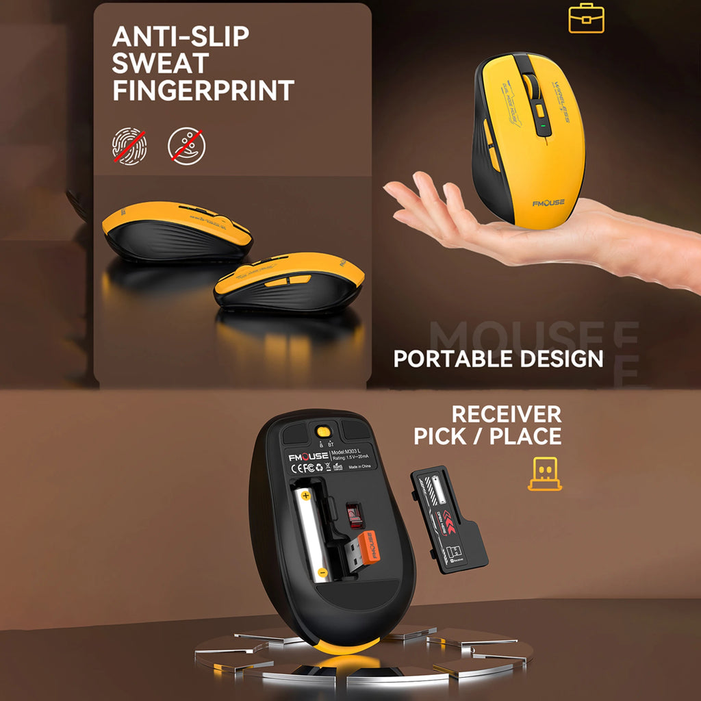 Bluetooth 5.1 and 2.4G USB Wireless Mouse Silent Adjustable 2400DPI Dual Mode Wireless Mouse for iPad for Computer Laptop Tablet