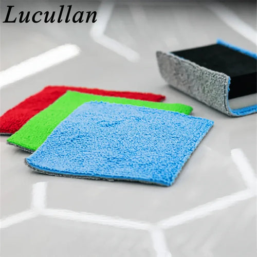 Lucullan ceramic coating applicators with thick cloth and foam block for smart yoga mats, studio main product view.