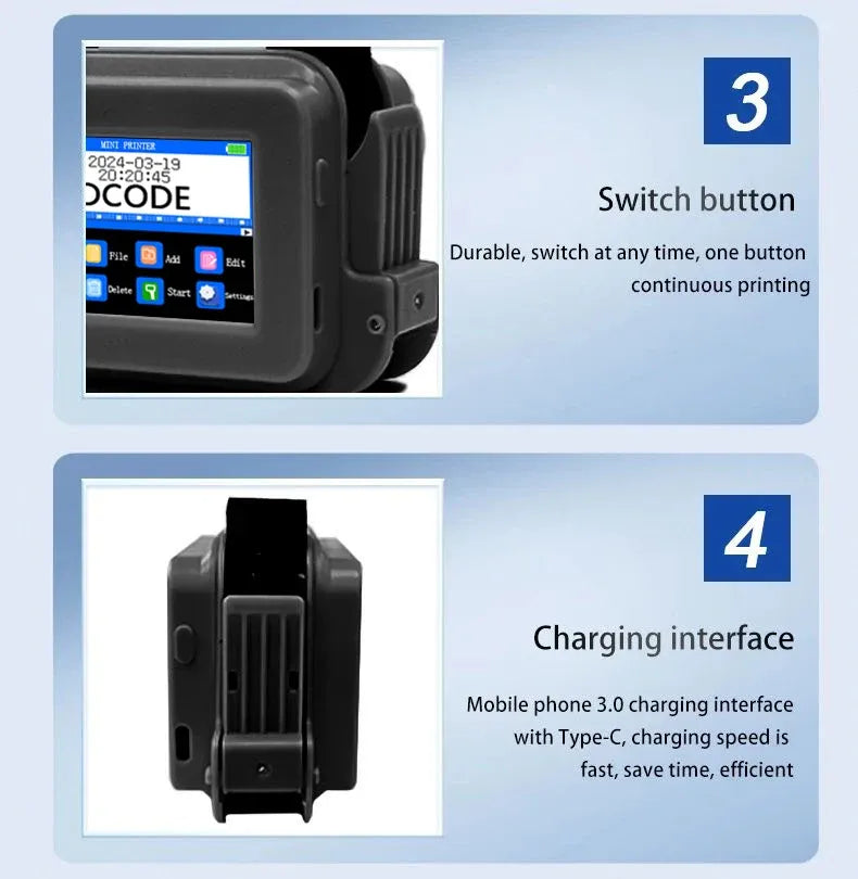 DCODE XMINI 12.7mm Portable Mini Printer Handheld Inkjet Printer Text QR Barcode Image Batch Number Logo Image Coding Machine