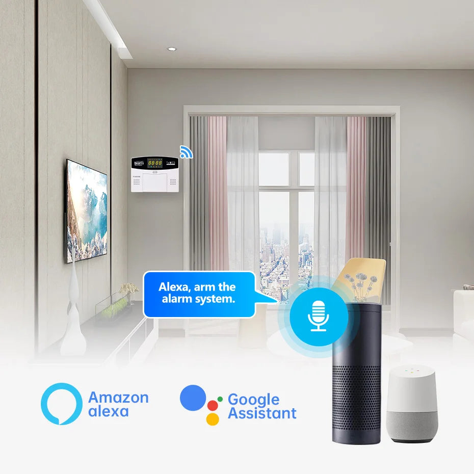 Fuers WIFI 4G 2G GSM Alarm System work with Tuya SmartBurglar Alarm Wireless Wired Security Zone Link Alexa Google Motion Sensor