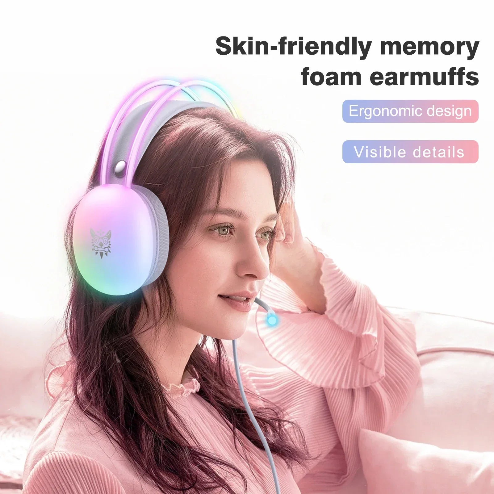 Tidesmit RGB Gaming Headset With Noise Cancelling Mic - Over-Ear PC Tidesmit