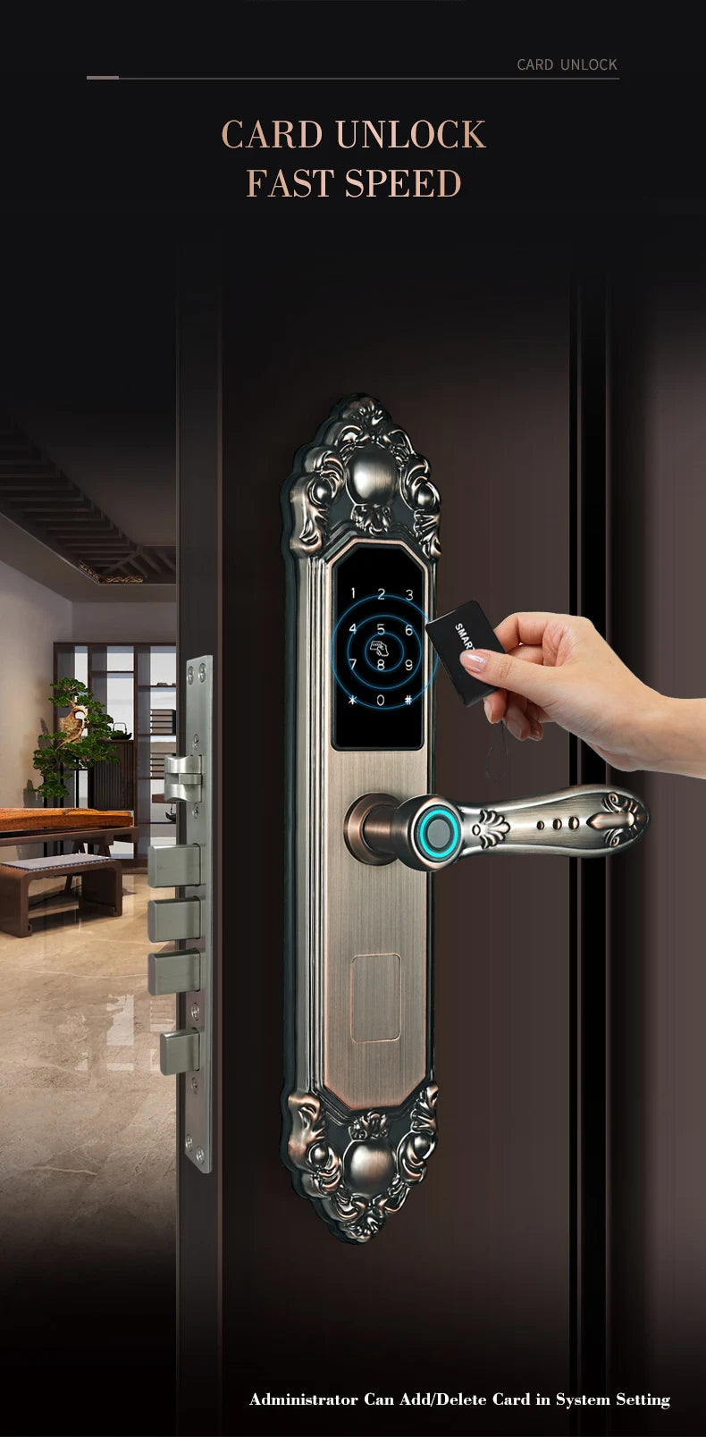 Competitive Price OEM&ODM TT Fingerprint Password Gold Handle Smart Door Handel Lock D30zm