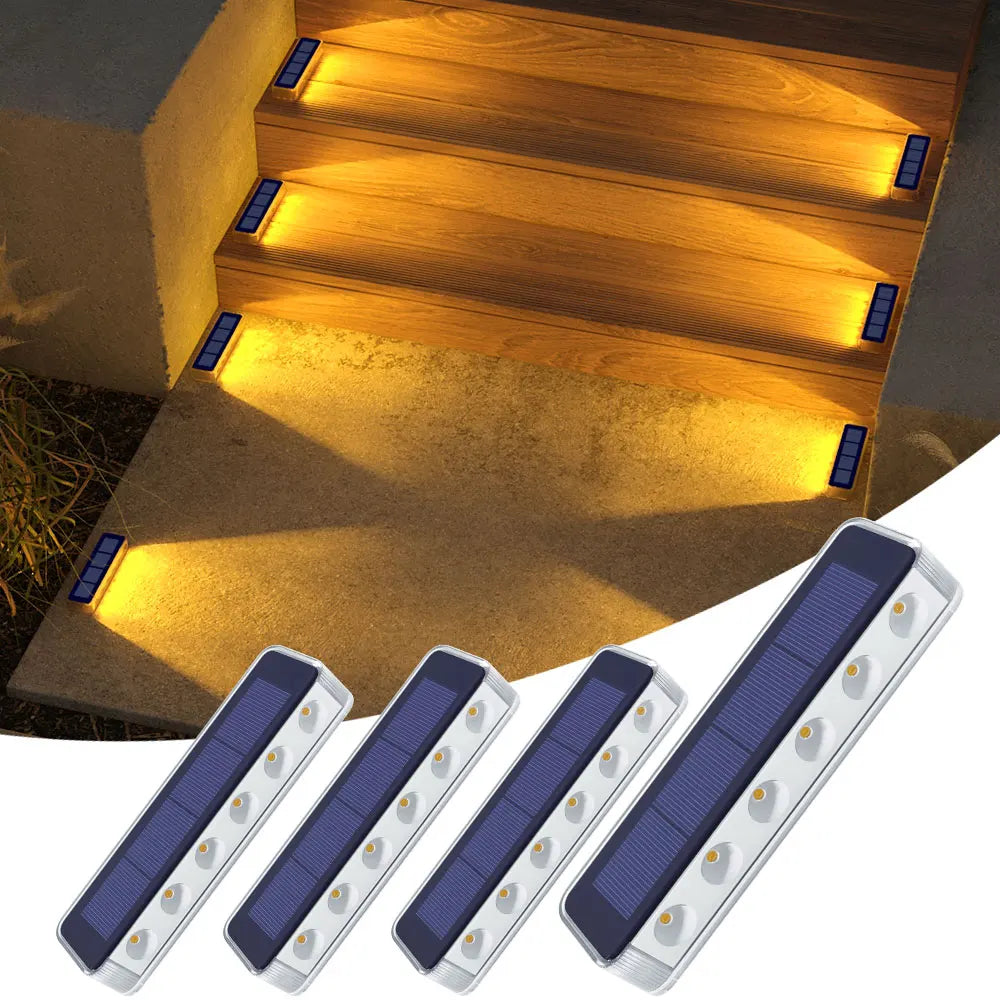 4 Pack Outdoor Solar LED Step Lights, IP68 Waterproof Auto On Off Solar Deck Stair Spot Lights, Solar Powered Landscape Lights for Walkway Patio Pathway Yard Garden
