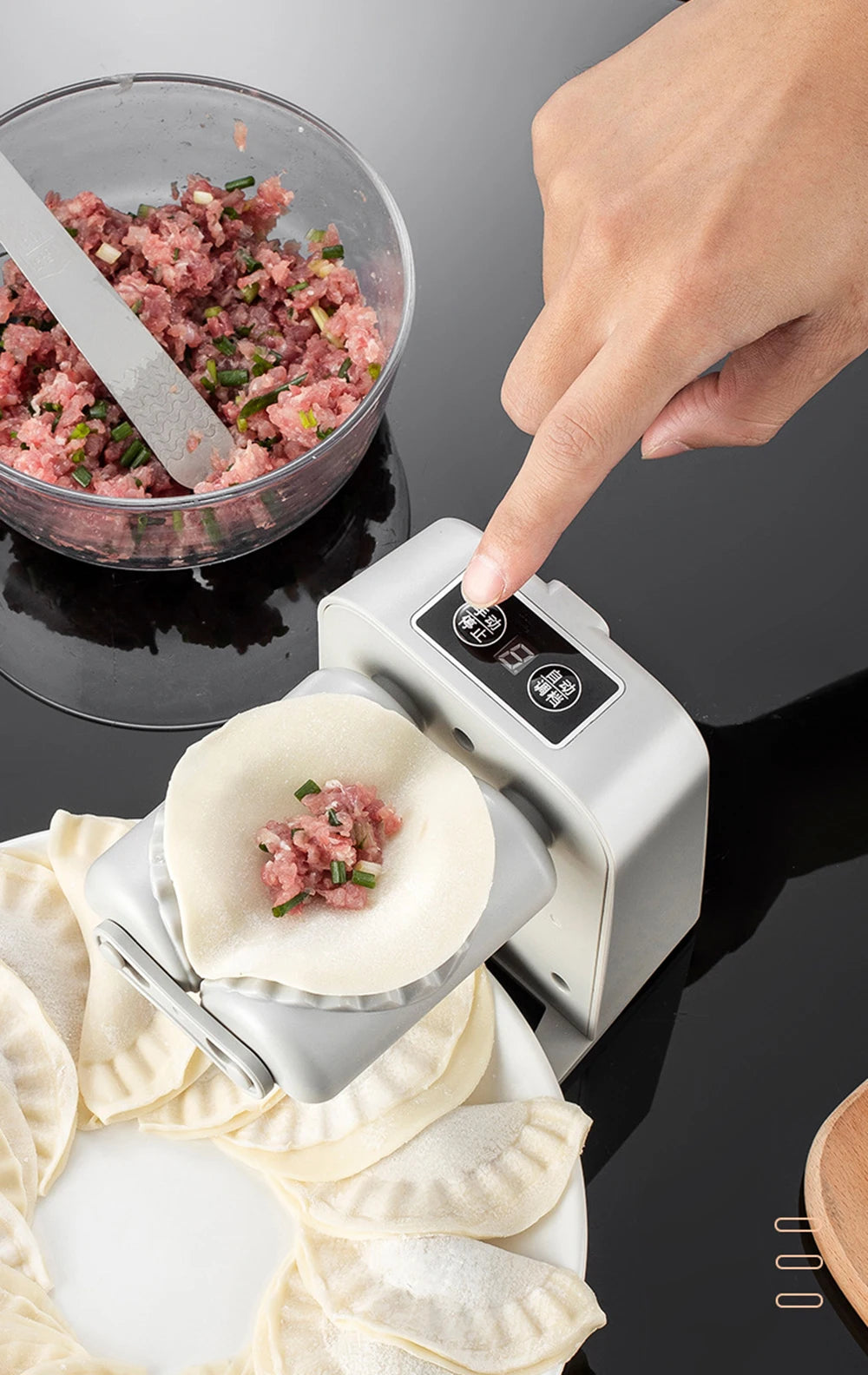 Tidesmit automatic electric dumpling maker machine for ravioli and empanadas, rechargeable kitchen press mold device