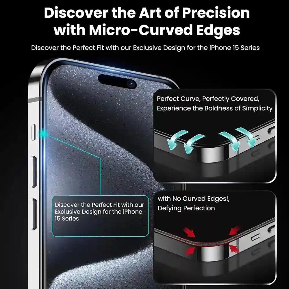iPhone Screen Protector and Camera Lens Kit - 9H Tempered Glass AE Tidesmit