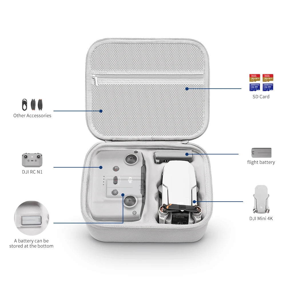 DJI Mini 4K Carrying Case - Durable PU Leather Protective Storage Bag Tidesmit