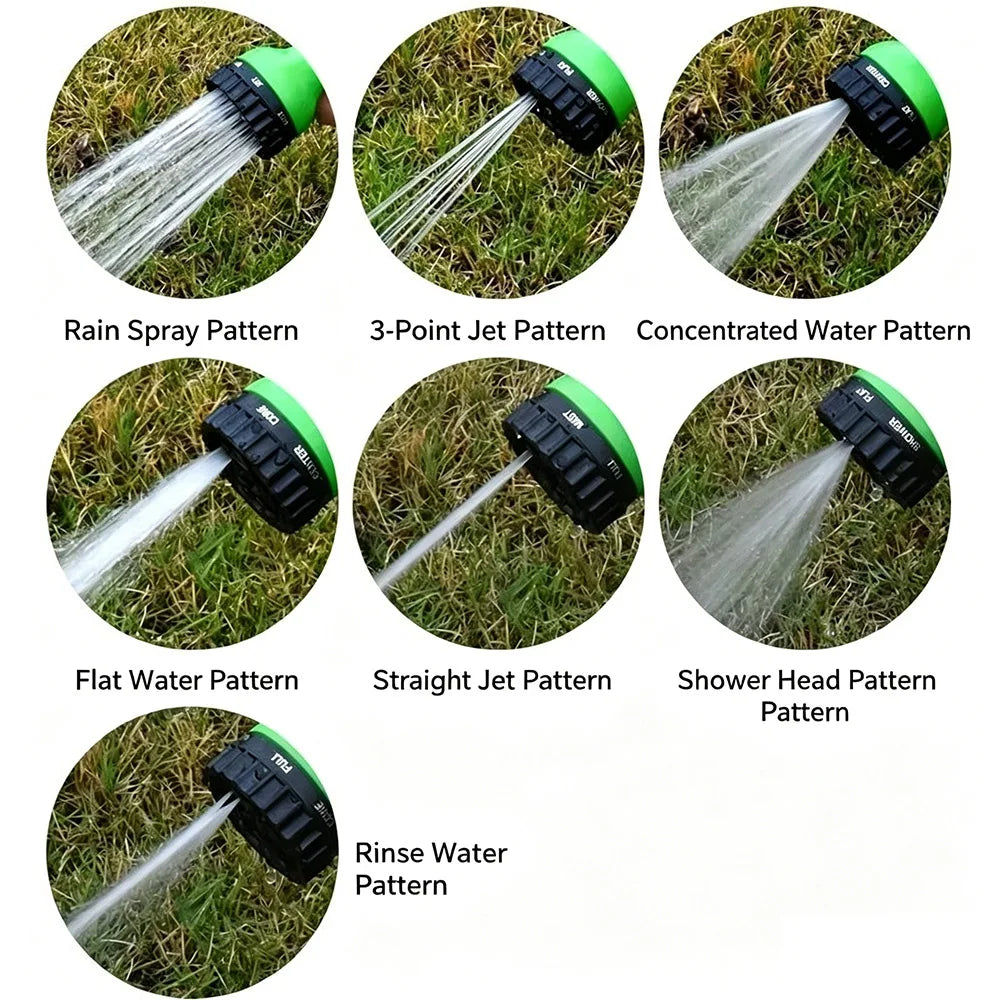 25FT-100FT Telescopic Expandable Garden Hose Kit High Pressure Spray Gun 7 Nozzle Pattern for Car Washing Yard Watering Cleaning