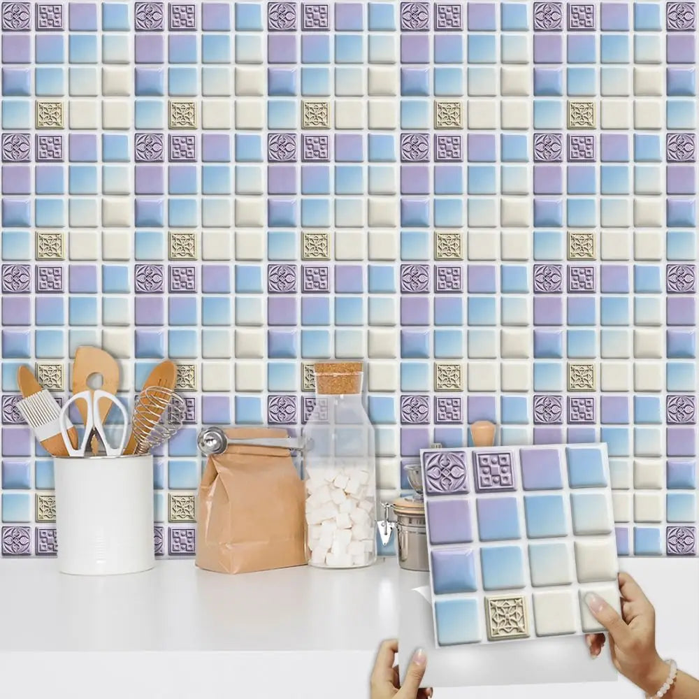 10Pcs Mandala Pattern Backsplash Tile Stickers Multicolor Design Waterproof Peel and Stick Tile Removable Self-Adhesive