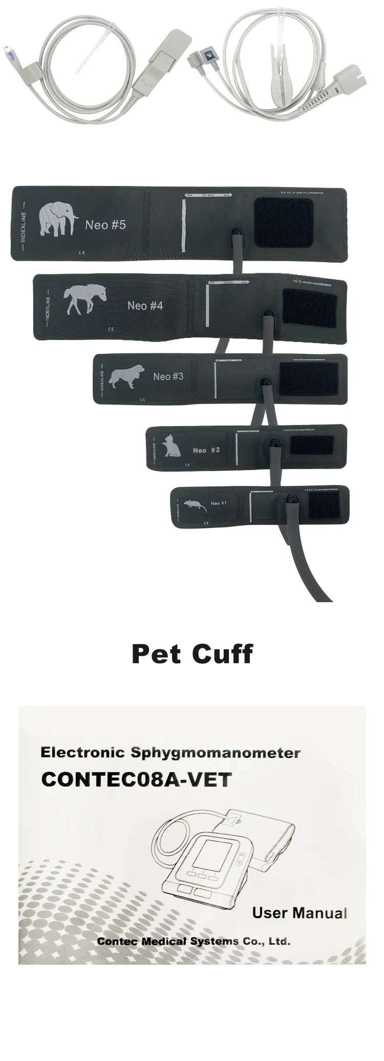 CONTEC08A Vet Use Electronic Sphygmomanometer Digital Blood Pressure Veterinary Vet Use Monitor Pets Dog Cat Horse Etc