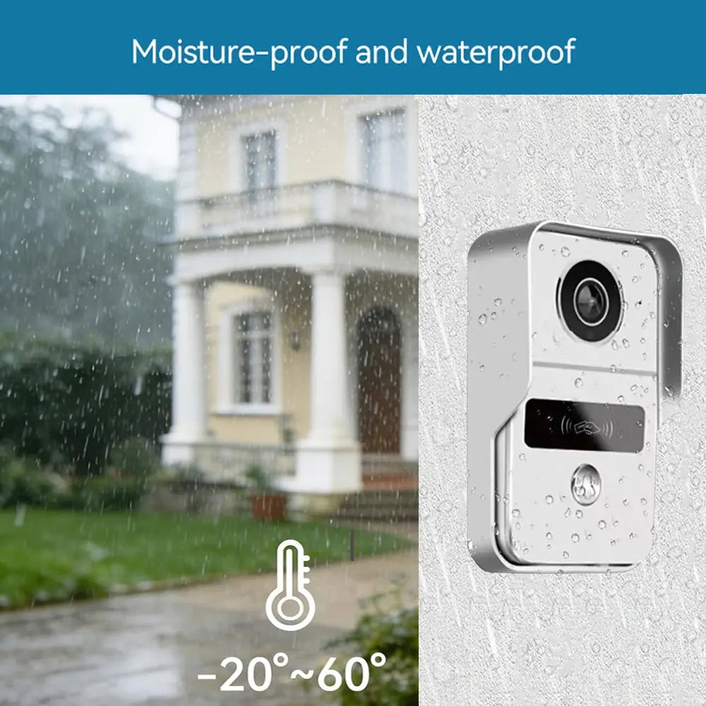 Wireless WiFi Video Doorbell 4 Wire 10 inch Touch Screen Tuya Smart 2V2/2V3 Home Video Doorphone Intercom System RFID APP Unlock
