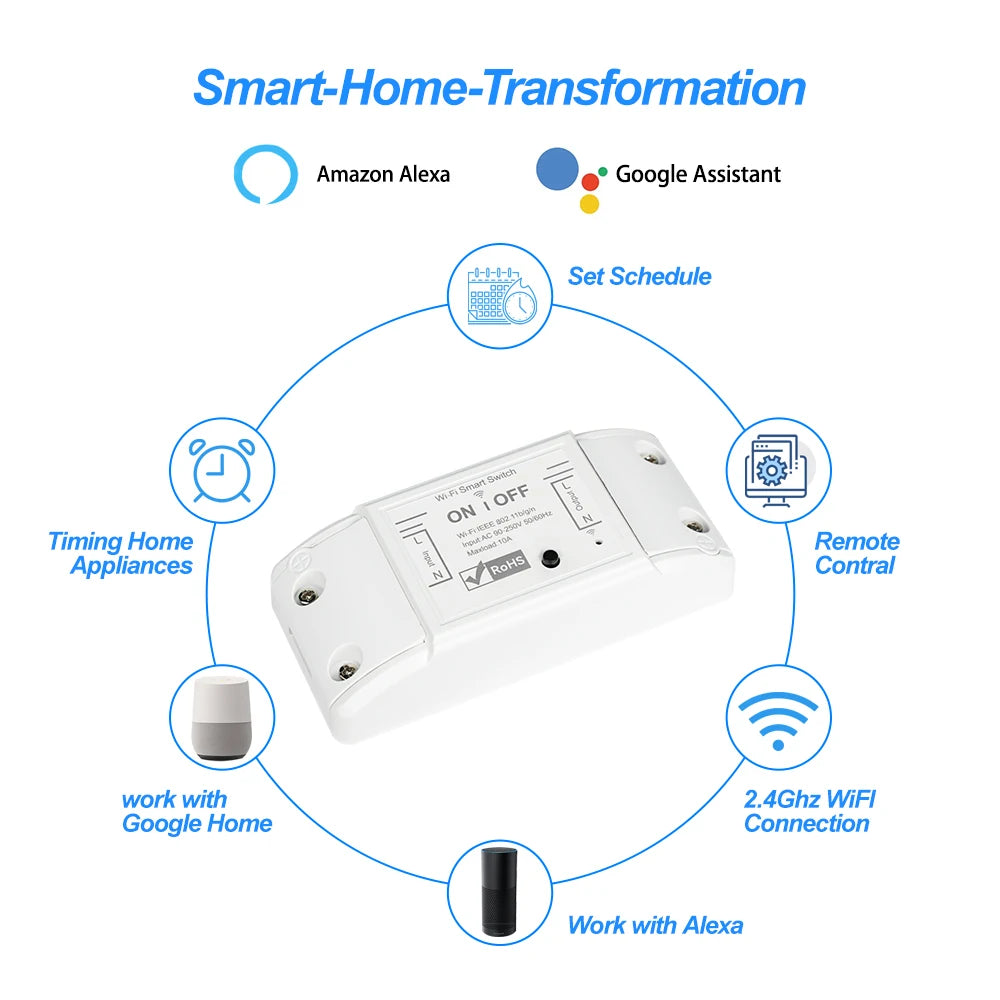 WiFi Smart Light Switch, Alexa & Google Home Compatible - Tidesmit Tidesmit