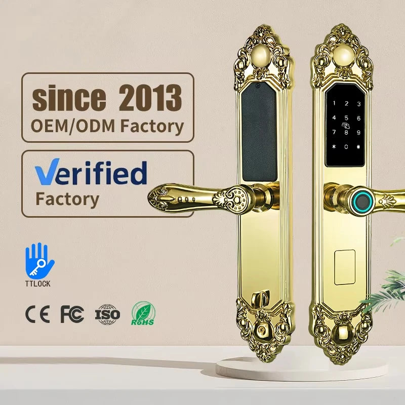 Competitive Price OEM&ODM TT Fingerprint Password Gold Handle Smart Door Handel Lock D30zm
