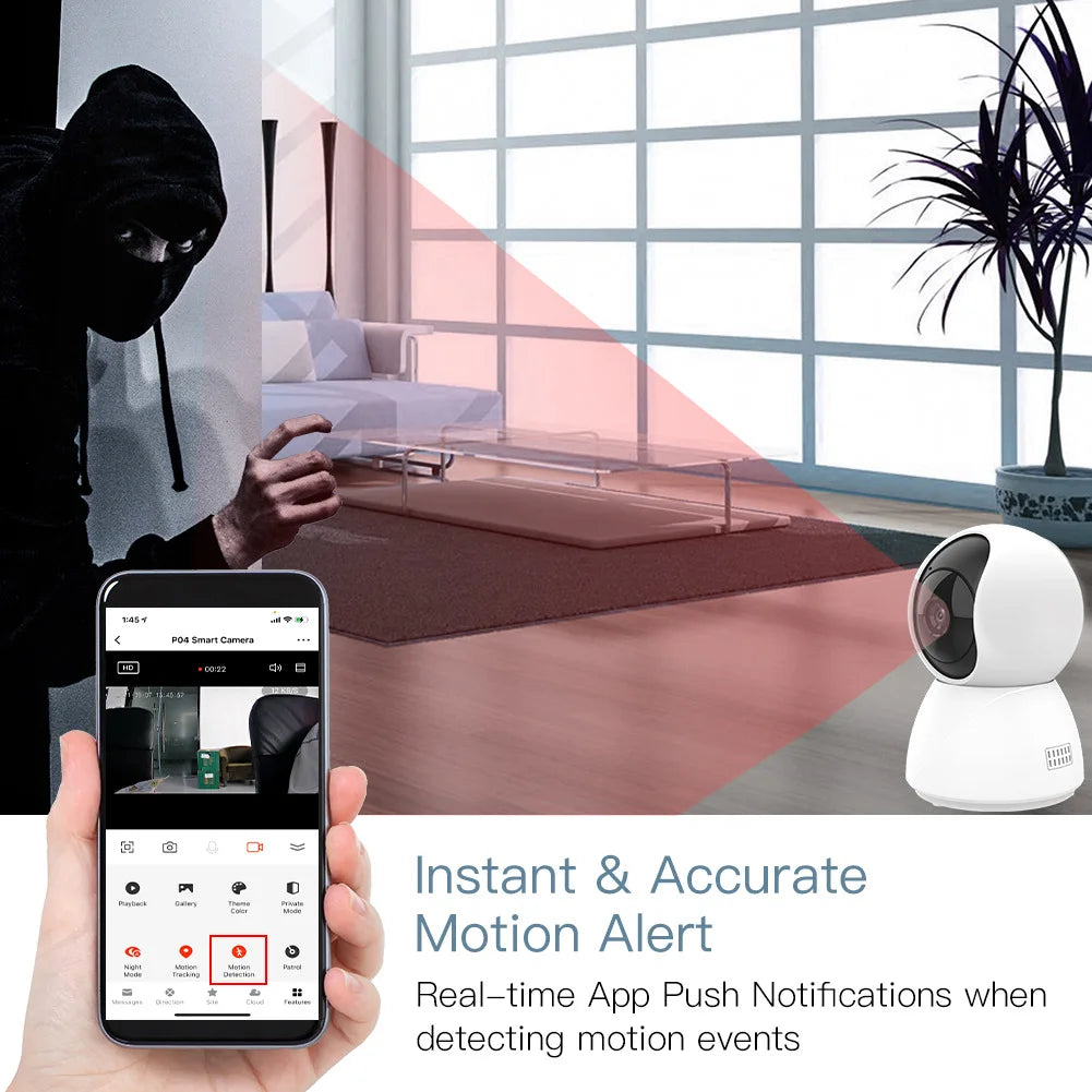 4MP 2K 400W Tuya Smart WiFi 355 IP Camera Indoor Wireless Surveillance Auto Tracking Human Home Security CCTV Baby Pet Monitor