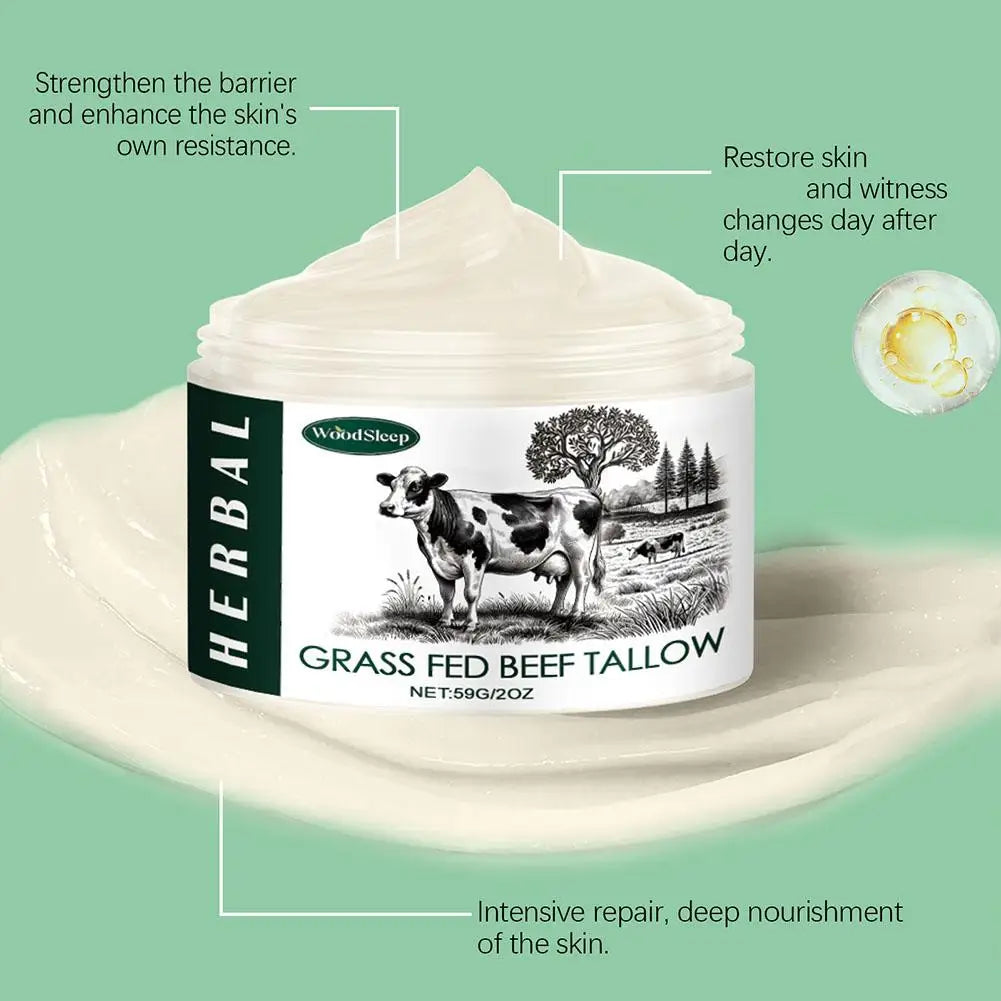 Beef Tallow, Beef Tallow for Skin, Tallow Face Moisturizer, 100% Unscented Organic Grass Fed Finished Whipped Tallow Face Cream