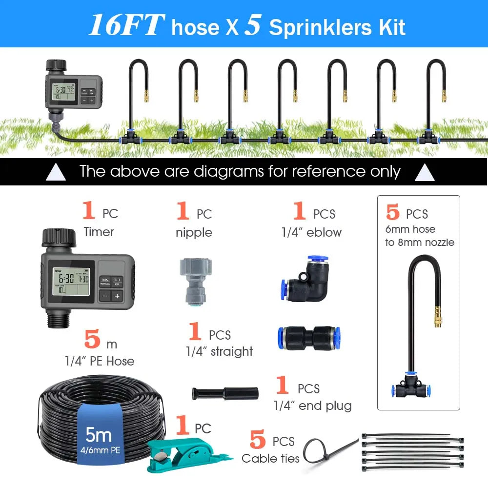 30-5m LCD Quick Connect Atomizing Sprinkler Timer Irrigation Kit Custom Automatic Watering System Flexible Adjustment Nozzle