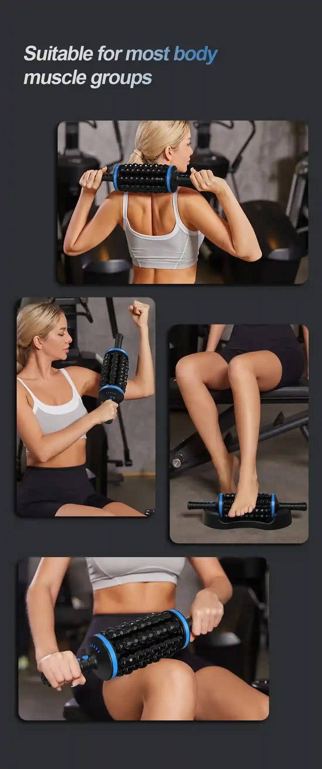 Tidesmit Electric Massage Roller | Deep Tissue Muscle Recovery | Black Massage Roller Tidesmit