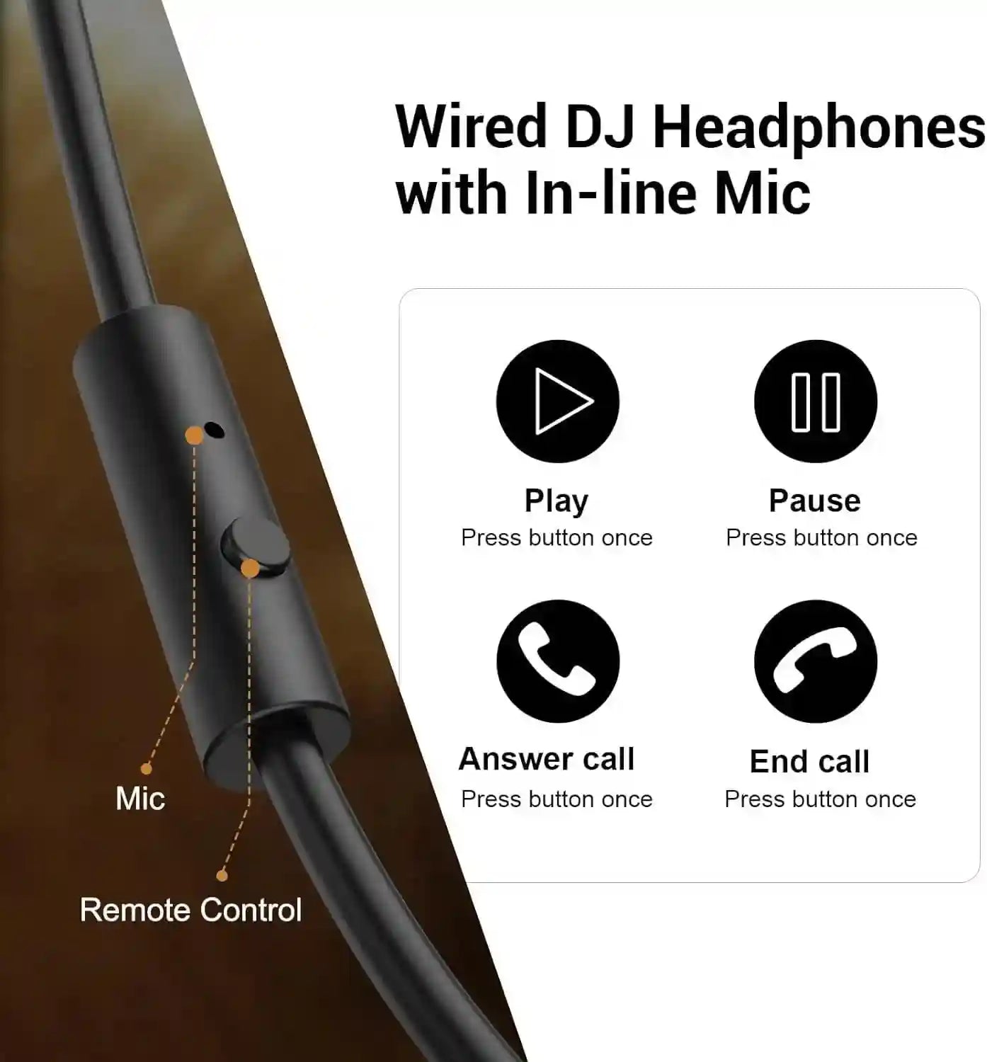 Tidesmit Wired Studio Headphones - Over-Ear Monitor with Mic Tidesmit