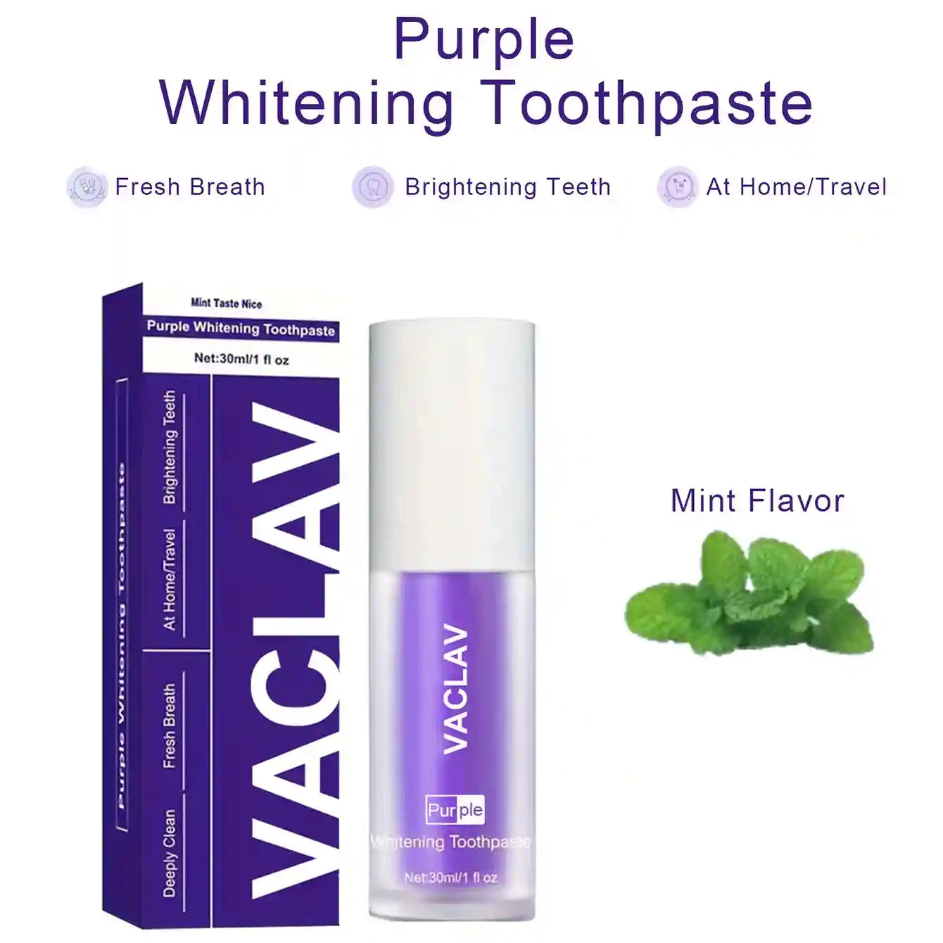 Tidesmit Vaclav purple toothpaste for teeth whitening and yellow stain removal