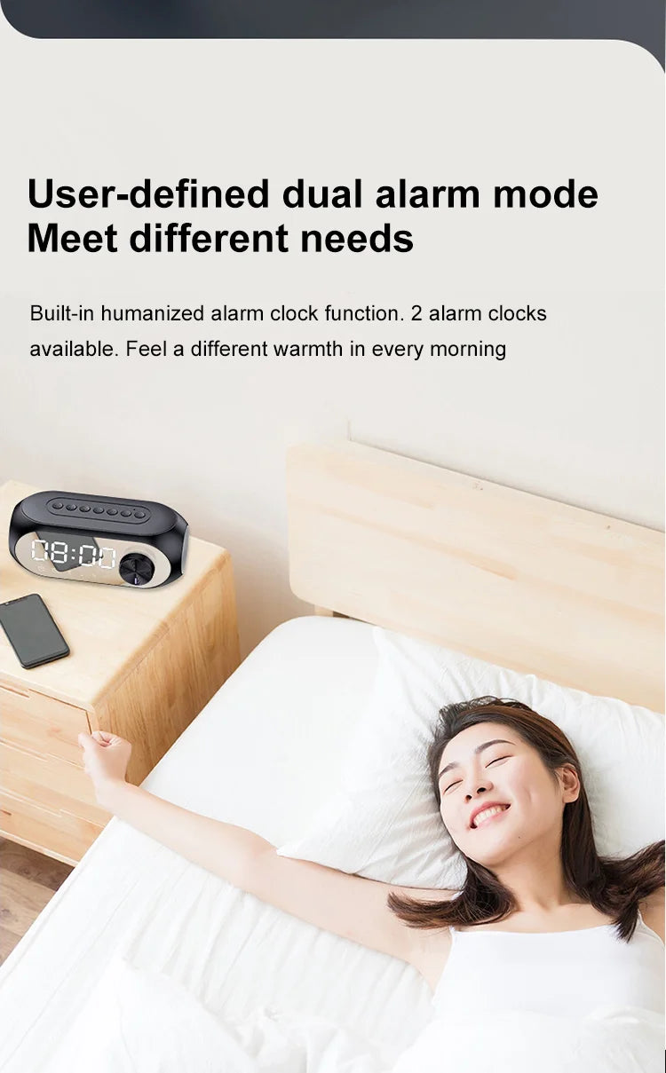 Wireless Bluetooth Speaker Alarm Clock Portable Radio FM Subwoofer Sound Box Music Mini Lamp Woofers Caixa De Som Coluna Bocina