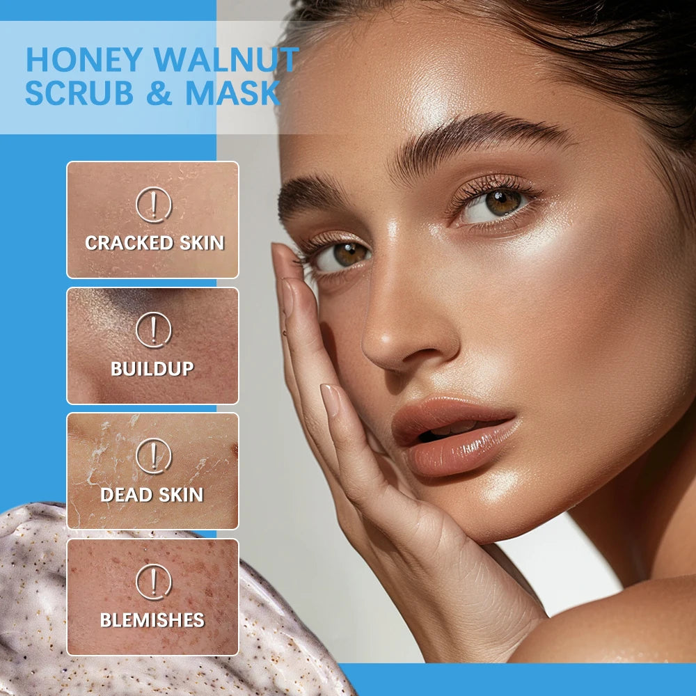 Honey Walnut Facial Scrub: Natural Exfoliating Mask Cream by Tidesmit Scrubs Treatments Tidesmit