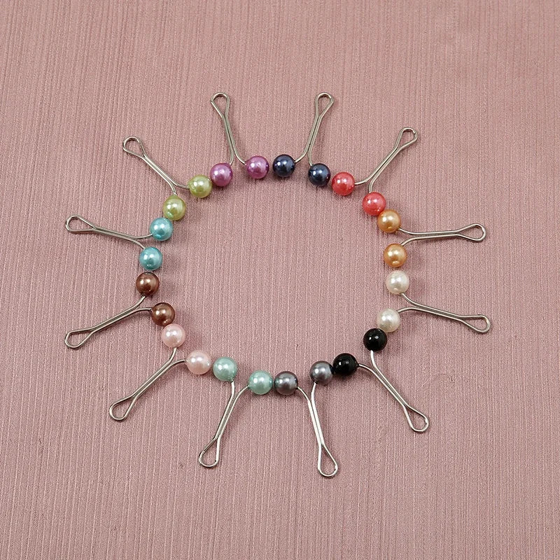12pcs/Bag Muslim Hijab Pins Scarf Fashion Women Safey Brooch Jewelry Islamic Multicolor Headscarf Ethnic Buckle Accessories