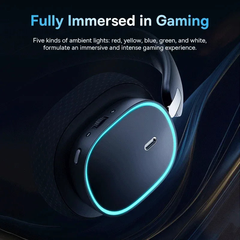 Baseus GH02 Gaming Wireless Headphone with Mic Over-Ear Headphones Bluetooth 5.3 40mm Driver 2.4G/Wireless/Cable RGB Headsets Tidesmit