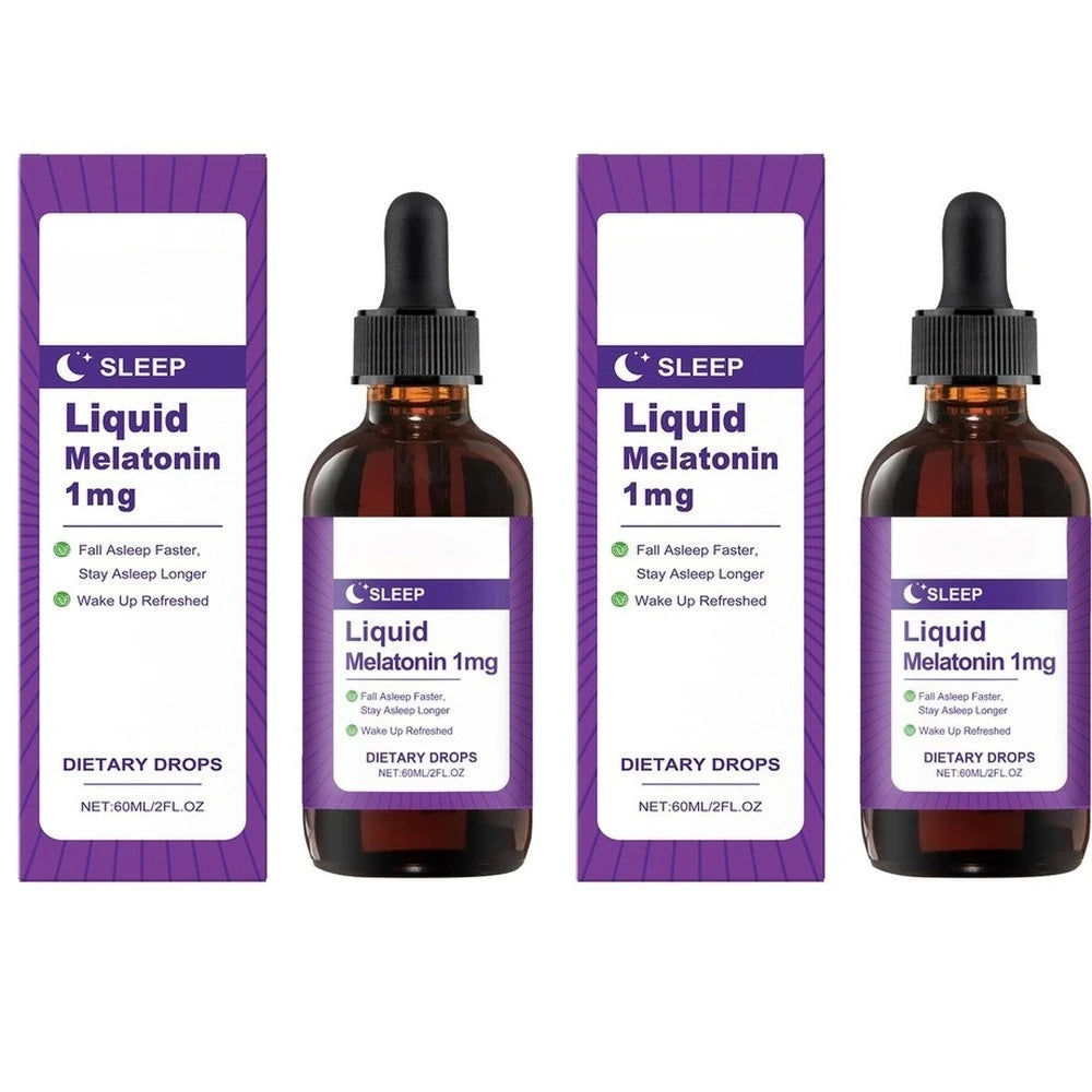 Liquid Melatonin 1 Mg Sleep Drops, Mint Leaf Extract, Fall Asleep Faster, Stay Asleep Longer, Wake Up Refreshed 60 ML