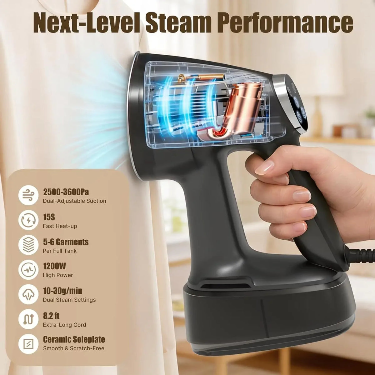 Tidesmit Portable Vacuum Garment Steamer 1200W