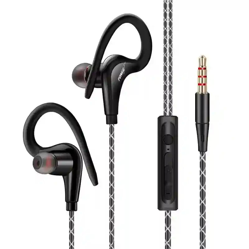Wired Sport Earbuds with Ear Hooks & Mic – Secure Fit and Clear Audio black triple keys Tidesmit