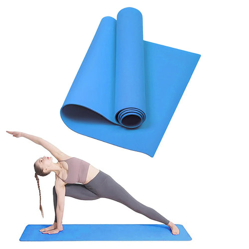 4mm Yoga Mat in blue, anti-skid EVA fitness foam mat for exercise and Pilates, smart yoga mats category main view.