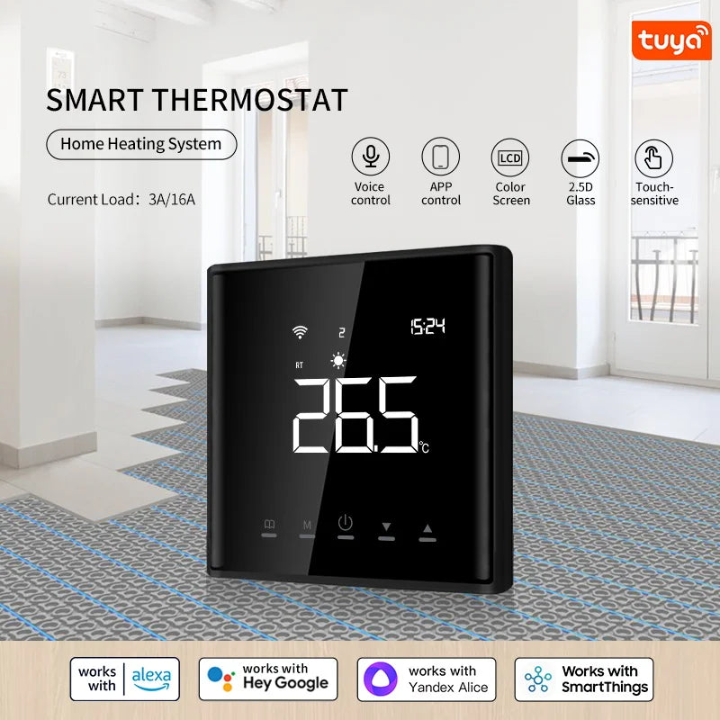 Smart Floor Heating Thermostat Tuya WiFi Electric/Water Heating Temperature Controller Smart Home for Alexa Yandex Google Home