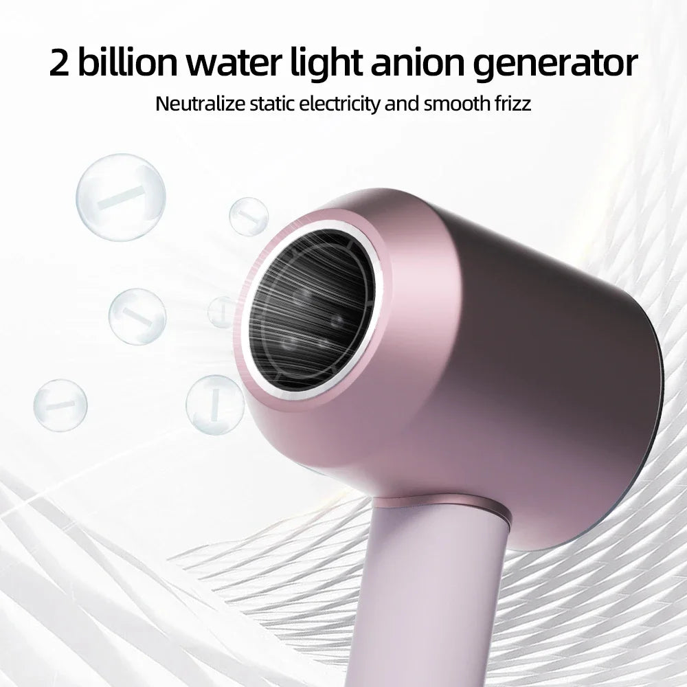 Rose gold 1200W ionic hair dryer with frizz-reducing anion technology for fast, quiet professional drying.