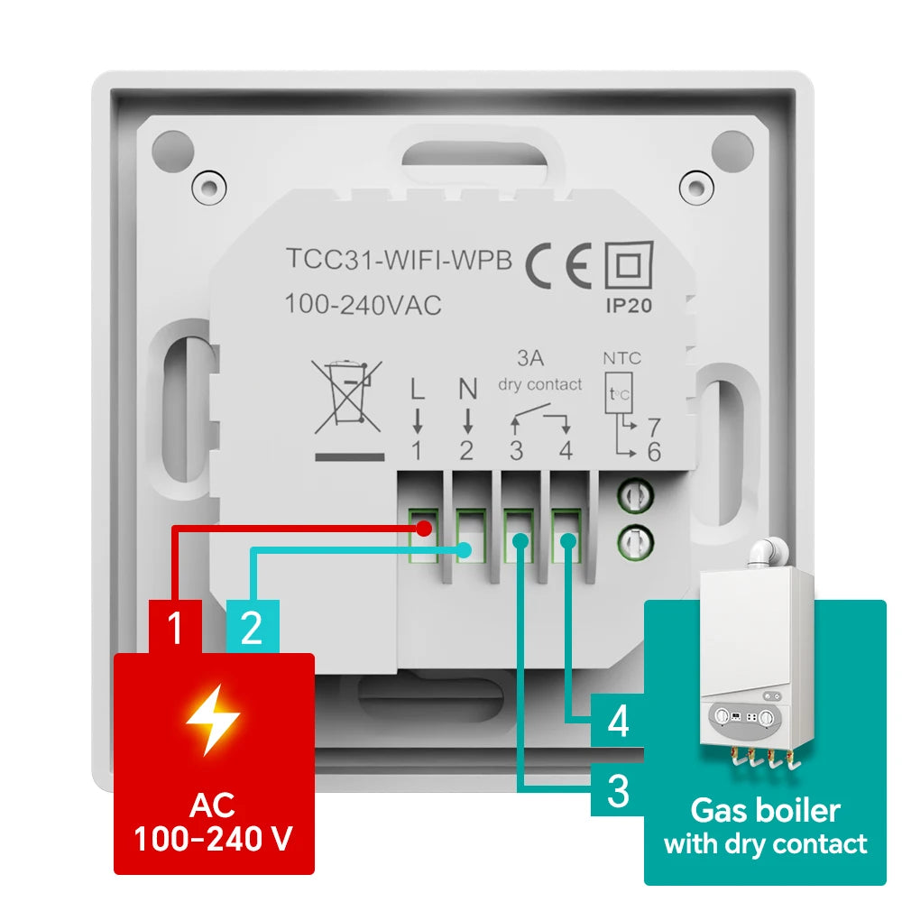 Tuya WiFi Smart Knob Thermostat for Electric Floor Heating Water/Gas Boiler Heating Thermoregulator Support Alexa Google Home